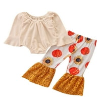 Canrulo Baby Girls Halloween Odjeća za odjeću SOLISKA Slana rukavica ružičaste kantare pantalone od marelica 12-mjeseci