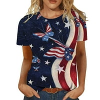 Jsaierl ženske majice Patriotska američka zastava Zastava zastava uzorak majica Casual Loose Fit okrugli