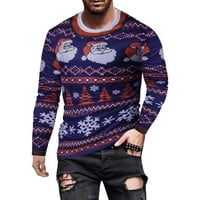 Luiyenes muške zimske vrećice TEE Christi Božićne pahulje ispisano o-vrat fit pulover banket majica