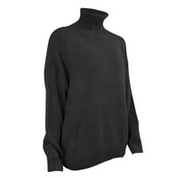 Shpwfbe džemperi za ženske jesene odjeće za žene pune boje casual dugim rukavima pleteni džemper ženski pulover džemper za žene za žene crna 3xl