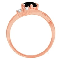 0.96ct okrugli rez crni prirodni ony 18k ružičasti ružičasto zlato egraviranje godišnjice Angažovanje vjenčanja Trobotna prstena veličine 10,25