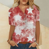 Ženska majica američke zastave USA Star Stripes 4. jula TEE majice V izrez Patriotsko kravata boja Blok