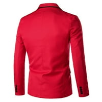 Guvpev Muški povremeni poslovni dugi vjenčani dugi rukavi Slim Fit Sud jakne za jaknu - Crveni XL