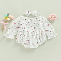 MA & Baby Newborn Baby Girls Bodysuit outfit cvjetni print ruffles dugih rukava s ramena ROMER SET