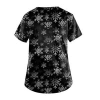 Božićne košulje Ženska majica za sretan božićni tiskani kratki rukav V izrez Holiday Fun uzorke radne
