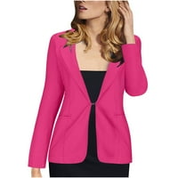 Aboser ženske blazerve za posao Poslovna casual klasična čvrsta boja kardigan rever s dugim rukavima Slim Fit Fall kaput sa džepovima