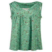 Dame Ljeto TOP Cvjetni print tisak vrhovi V izrez T košulje Žene Loose Tee Vaction Pulover Green 3xl