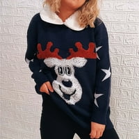 Božićni džemperi za žene božićno drvce zadebljane dame casual tisak dugih rukava okrugli vrat pulover Duks gornji mornar