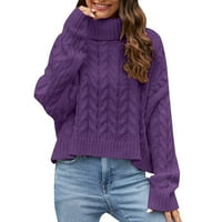 Dame džemper za torteck pulo boja casual pulover džemper ženski pulover džemper ljubičaste s