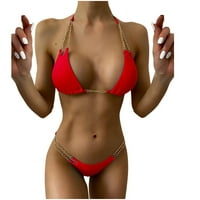 Žene kupaćih kostima Bikini Hawaiian Colorblock Beach Beach odjeća Modni upravljački komisija plus veličina kupaći kostim kupaći kostim za žene Tržeća kontrola ženske kupaćice crvene m