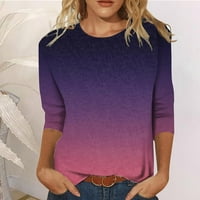 Žene casual modne majice s rukavima gradijent cvjetni labavi bluza s-2xl ljubičasta