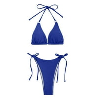 B91XZ bikini za žene Žene Crisscross High Squik Bikini Mrežni ogrtači Plavi, m