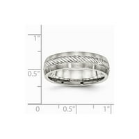 Nehrđajući čelik četkani srebrnim dijamantskim rezom ulaznim prstenom veličine: 11; za odrasle i tinejdžere; Za žene i muškarce