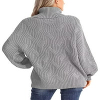 MA & Baby Womens Turtleneck džemper pulover dugih rukava pletene kabele prevelike džempere