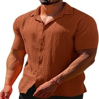 HAITE muškarci vrhovi gumb dole ljetne košulje s kratkim rukavima bluza za odmor majica plaža rever