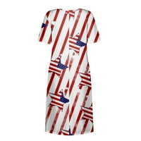 Gaiseeis Ljetna haljina za žene Ležerne prilike neovisnosti tiskana V-izrez kratki rukav na plaži s kratkim rukavima bijela s