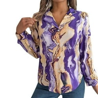 LowProfile s majicom za žene za žene Ležerne prilike na dugim rukavima Elegan Resort Style Rukava modni šifon V izrez gornje zimske padajuće bluza