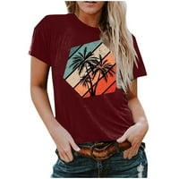 Olyvenn Ženska Trendy Tunic Basic Tees Flash Odabir kratkih rukava Ters Tropical Beach Graphic Tops