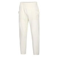 B91XZ Muške pantalone Muški ljetni stil Jednostavan i moderan pamuk i pantalone bijeli, veličina XXL