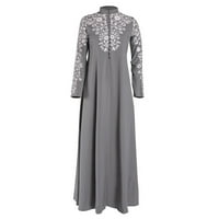 Stabilna ženska muslimanska haljina Kaftana Arap Jilbab Abaya Islamska čipkavica Maxi haljina Sive S