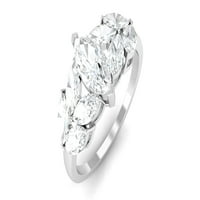 Sertifikovani moissitni zaručnički prsten za žene - dizajnerski prsten, 14k bijelo zlato, SAD 12,00