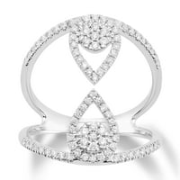 Fini nakit 10k bijeli zlatni dijamantski modni prsten, veličina 6.5