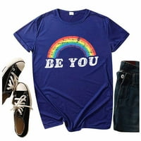 HHEI_K Žene Rainbow Flag zastava Tunnic Pulover kratki rukav bluza majica majica majica dolje majice