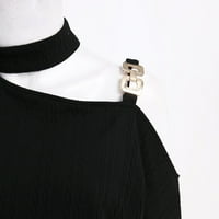 Majice Fabiurt za ženske modne modne lanac gumb ORNAMENT ON OFF SHECT HANDING DREV majica s dugim rukavima,