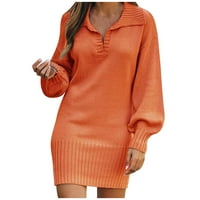 Pad džempera moderan fit džemper kardigan odmor V-izrez ženske džempere Cardigan narančasta m