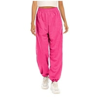 SHPWFBE Cargo Hlače Žene Dukserice Žene teretne hlače Žene hlače za žene Hot Pink XL