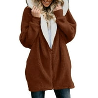 Žene čvrste prevelike zip dolje pahuljastog kaputanog kaputa od kaputa za kaput sa džepompink dame jaknom