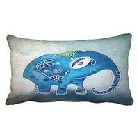 Winhome Fashion Retro plavi slonovi poliesterski pravokutnik jastuk za bacanje navlake sa skrivenim