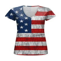 Dame Ljeto vrhovi američke zastave zastava majica s kratkim rukavima Torbica za majicu Tunic Bluse casual
