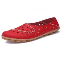 Zodanni Žene Loafers klizne na medicinsku sestru cipele izdubljene cipele Ženske mokasinske dame lagani okrugli nožni stanovi crveni 7