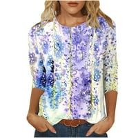 Ženski ljetni vrhovi labavi fit na prodaju Ženska modna tiskana majica Srednja rukava Bluza Okrugli