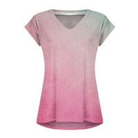 Bazyrey ženski kratki rukav na vrhu maskirne bluze V-izrezom modne labave majice ružičaste l