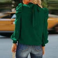 Ne propustite Himeway Bluze za ženske ženske jesenje i zimske dugih rukava s dugim ovratnikom Bubble dugih rukava Ležerna majica od labave majice zelena xl