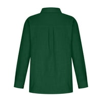 Košulje za žene plus veličine gumbi sa čvrstim bojama niz tuniku Dugi roll up rufne sružne majice V-izrez