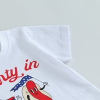 Jaweiwi Baby Toddler Boys 4. jula Outfits za dječake Djevojke, kratki rukav Cartoon Pismo Ispis majice