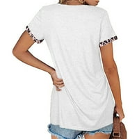 Ženska plus veličina kratkih rukava Modna žena kauzalna bluza za ispis vrata V-izrez kratka rukava majica Ljetni vrhovi klirens
