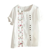 Luiyenes košulje Pamuk i lavande Žene Cvijeće Ležerne prilike Labava posteljina tiskana ženska bluza