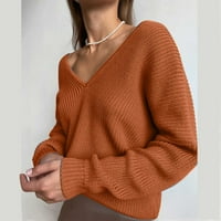 Ženski džemperi Fashing Jesen Zima Ležerne prilike s dugim rukavima, toplo pletenje V izrez Udoban džemper