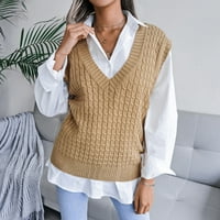 Huaai Ženski pulover Duks žene V-izrez bez rukava bez rukava, džemper od pulover Jumper vrhovi džemperi