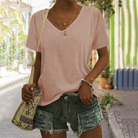 Vrhovi ženske ljetne osnove majica Solid Color Fashion V izrez kratki rukav labav top xxl