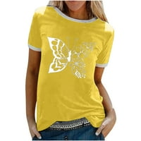TKLPEHG T majice za ženske klirence kratkih rukava ljeto mekani slobodno vrijeme Butterfly Print grafički