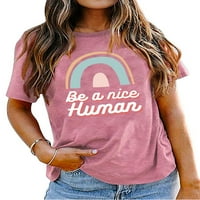 Glookwis Rainbow Pismo Ispis majica za žene kratki rukav Basic Tops Bluze svakodnevno nošenje