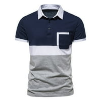 Farstey polo majice za muškarce Slim Fit kratki rukav Boja blok Blok Formalni poslovni golf majice Okrenite