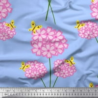 Soimoi plavi pamučni dres tkanine i cvjetni umjetnički ispis tkanina od dvorišta široko