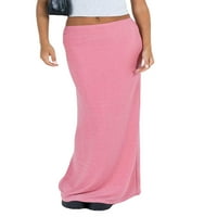 BMNMSL ženska bodycon duga suknja, srednji struk čvrsta boja estetske midi suknja u ulici
