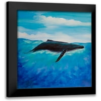 Atelier B Art Studio Crni moderni uokvireni muzej Art Print pod nazivom - Plavi kit